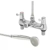 Promo ???? 1/4 Turn Dual Commercial Lever Bath/Shower Mixer Bathroom Tap Chrome ???? -Outlet Bathroom Taps Store 25843 P