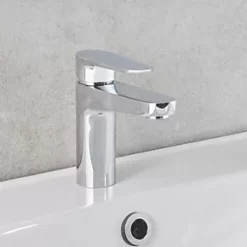 Promo ???? Swirl Caldew Basin Mono Mixer with Clicker Waste Silver ???? -Outlet Bathroom Taps Store 539PG A1