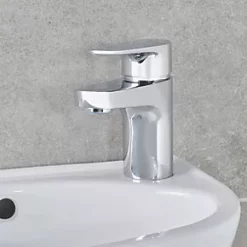 New ???? Swirl Caldew Mini Basin Mono Mixer with Clicker Waste Silver ???? -Outlet Bathroom Taps Store 674PG A2