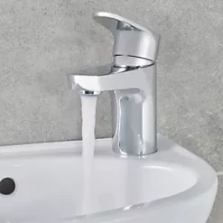 New ???? Swirl Caldew Mini Basin Mono Mixer with Clicker Waste Silver ???? -Outlet Bathroom Taps Store 674PG A3