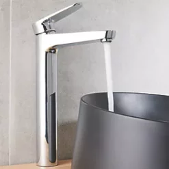 Promo ???? Swirl Caldew Tall Basin Mono Mixer with Clicker Waste Silver ???? -Outlet Bathroom Taps Store 992PG A2